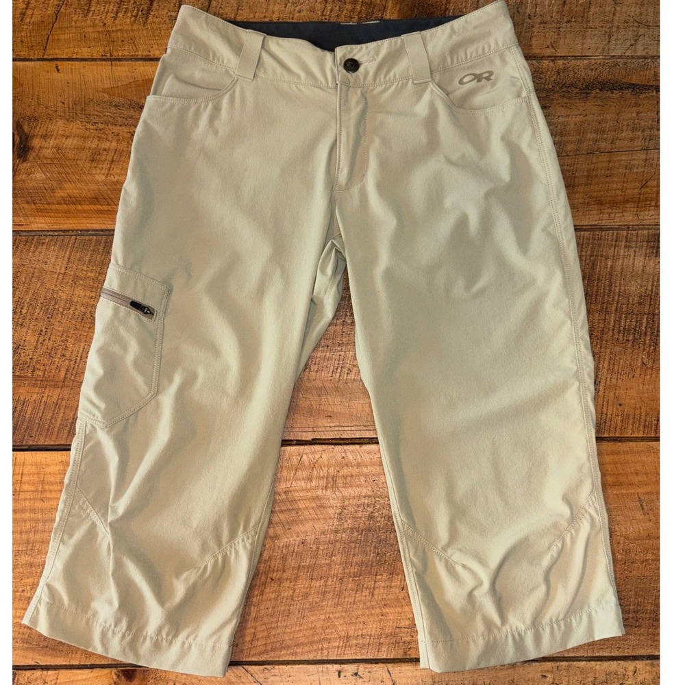Outdoor Research Womens Ferrosi Capris Khaki Lightweight Stretch Quick Dry 4